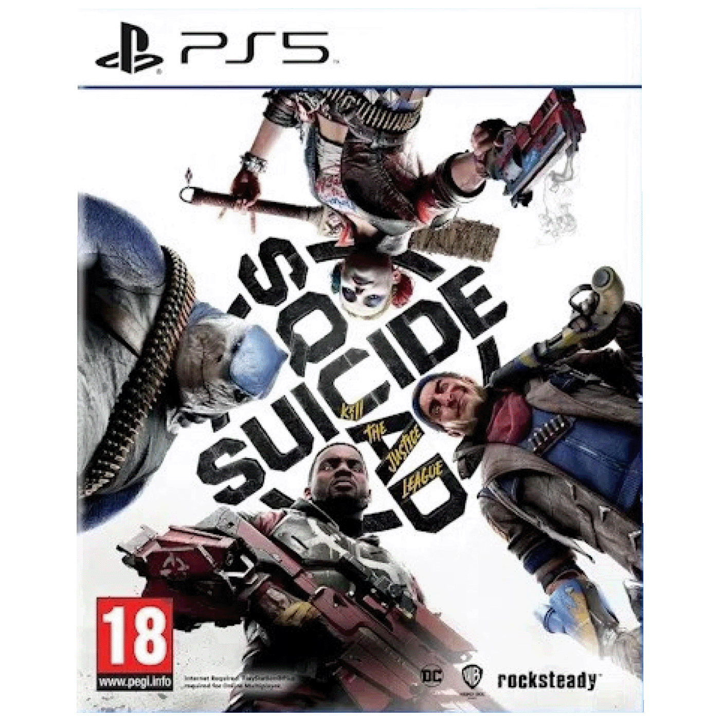 Omot igre Suicide Squad: Kill The Justice League za PlayStation 5 sa likovima iz DC univerzuma