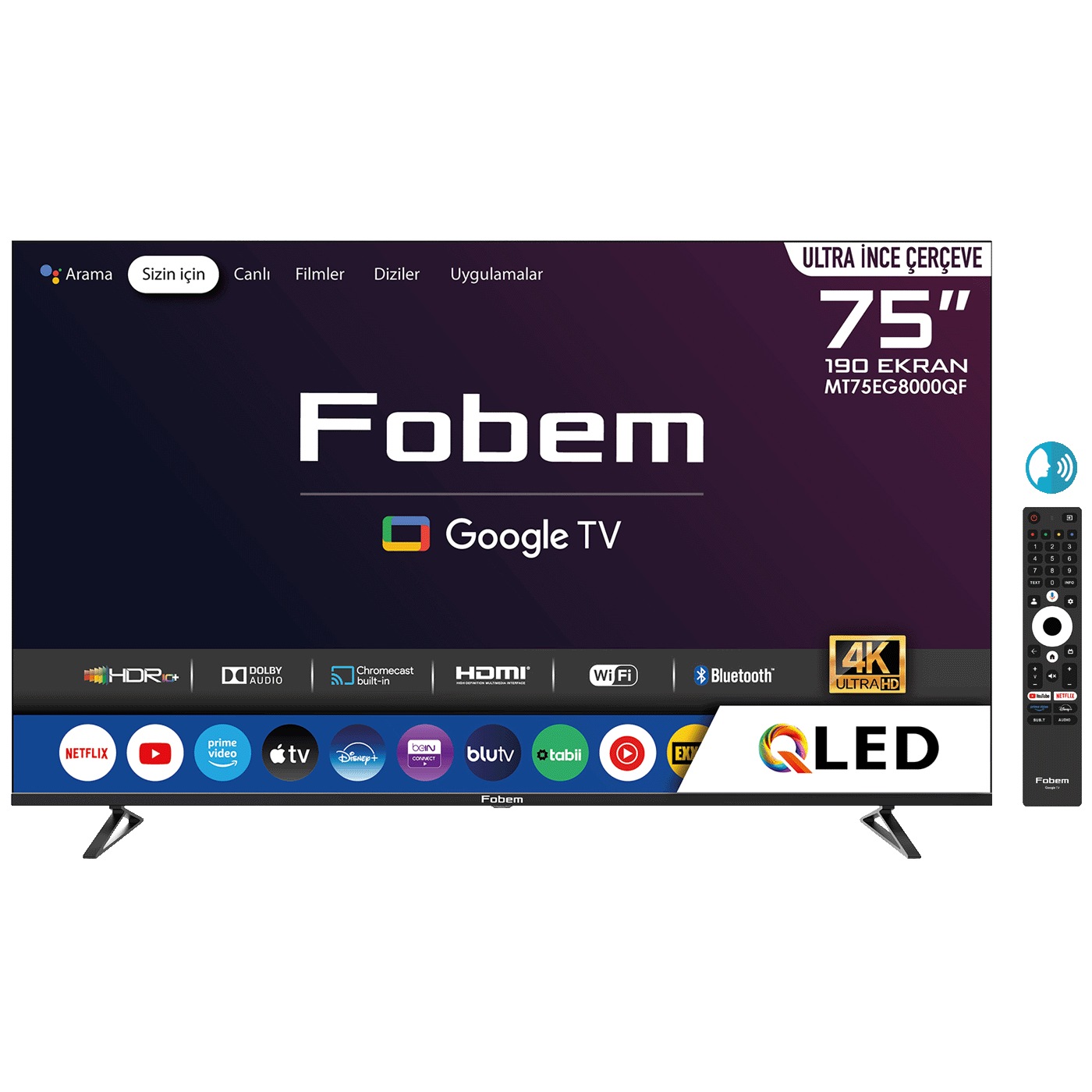 Fobem Smart QLED TV 75" sa tanak okvir i Google TV interfejsom
