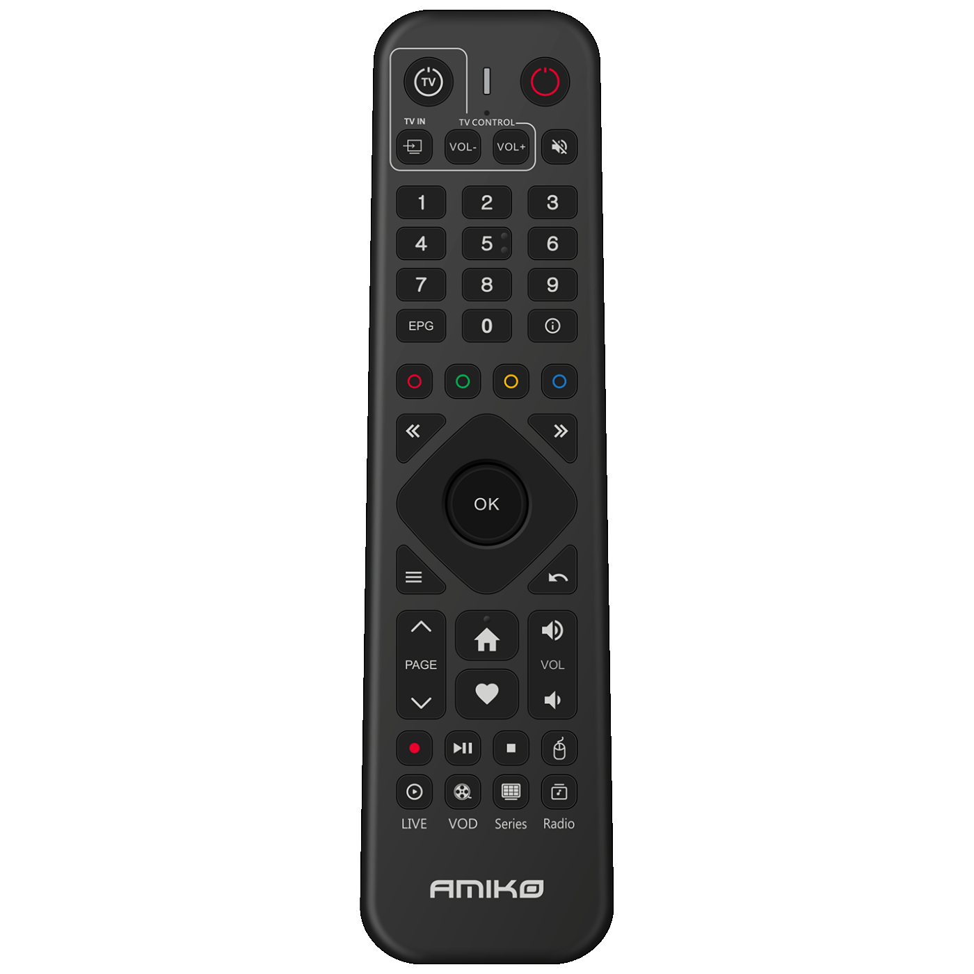 Amiko daljinski upravljač za Android IP Box A4, A5, A6, A9 sa crvenim dugmadima