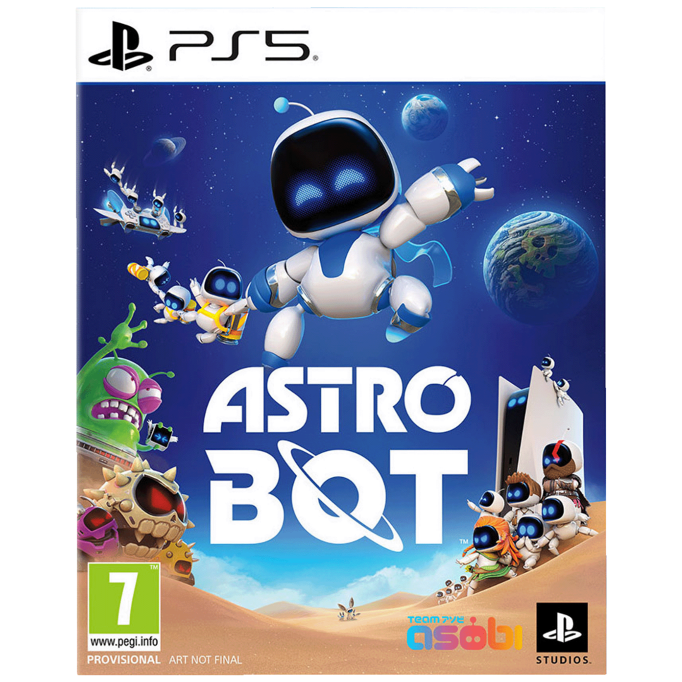 Sony PlayStation 5 igra Astro Bot - naslovna slika sa likom Astro Bota u svemirskoj pozadini