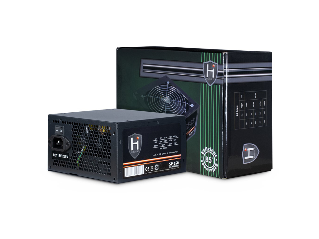 Inter-tech HiPower SP-650W napojna jedinica sa crnim kučištem i 12cm ventilatorom