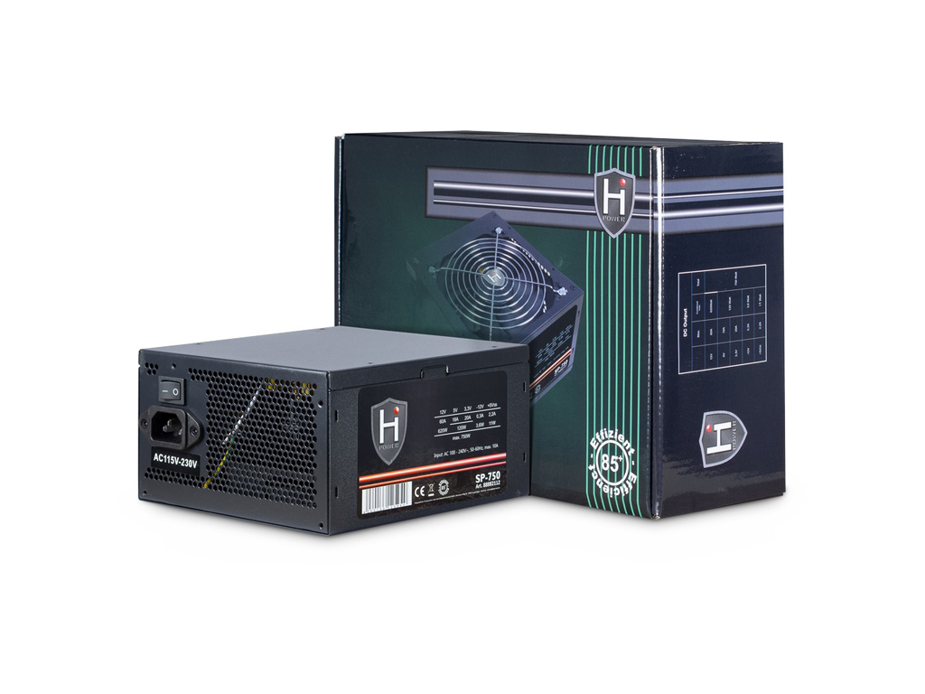 Inter-tech HiPower SP-750W napojna jedinica sa crnim kučištem i 12cm ventilatorom