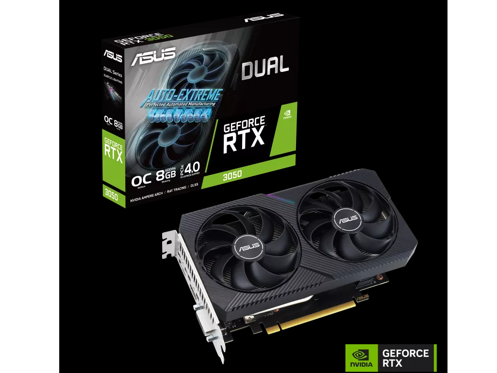 ASUS DUAL RTX 3050 grafička kartica sa dva ventilatora i HDMI, DVI, DP izlazima