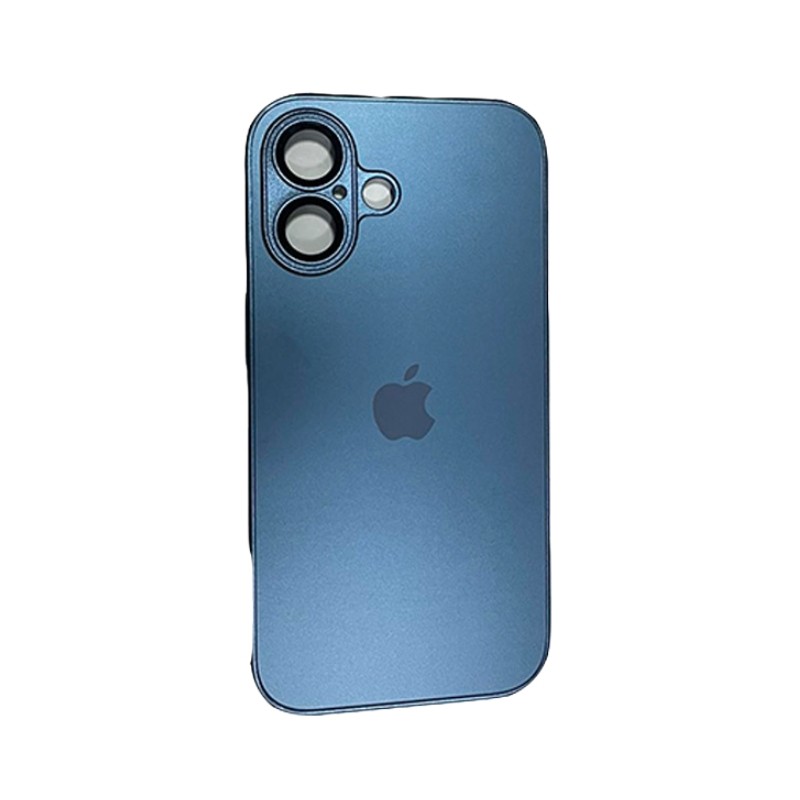 Tamnoplava AG Glass zaštita za iPhone 16 Plus na beloj podlozi