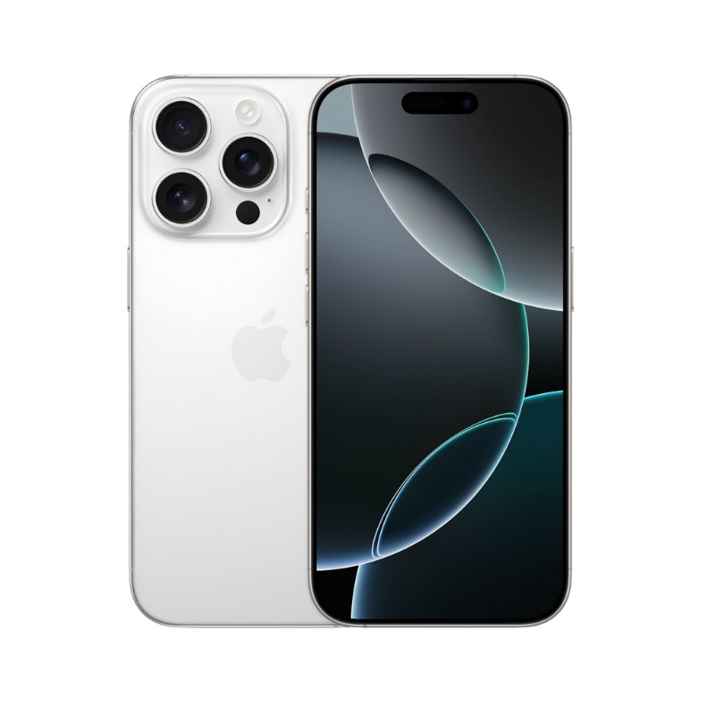 Apple iPhone 16 Pro 128GB bijele boje sa prikazanim ekranom i trostrukom kamerom