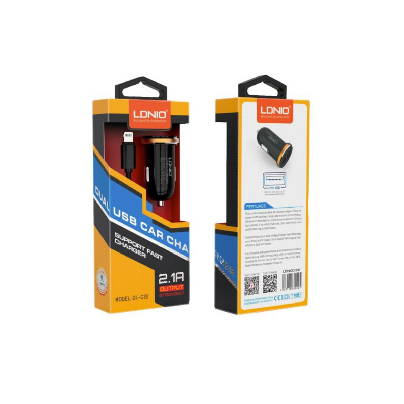 Auto punjač LDNIO C22Q 27W PD Type-C sa iPhone kablom