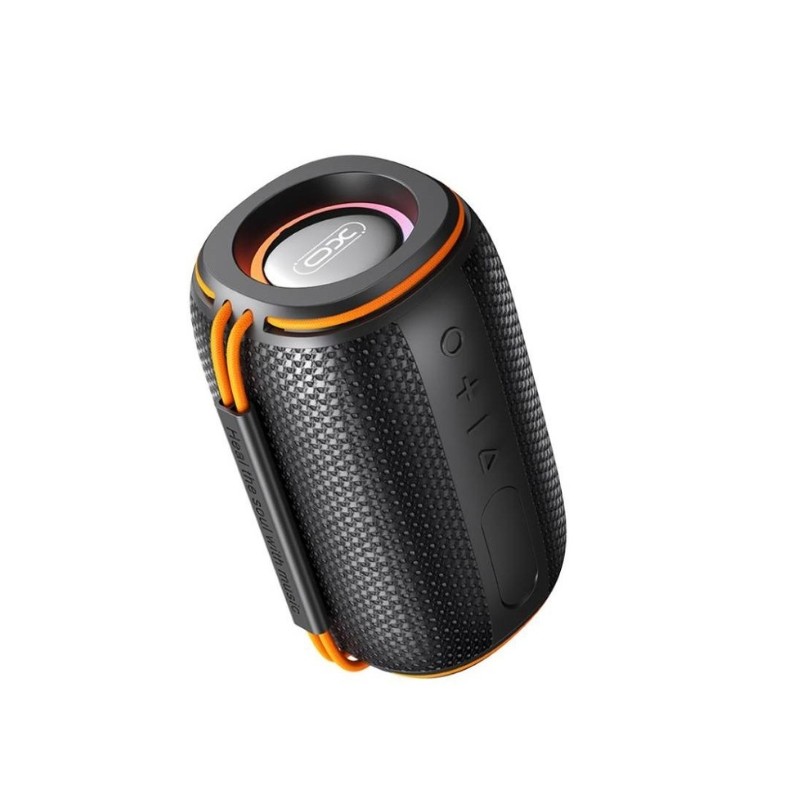 XO F57 Bamboo Bluetooth zvučnik u crno-narandžastoj boji sa drvenim detaljima
