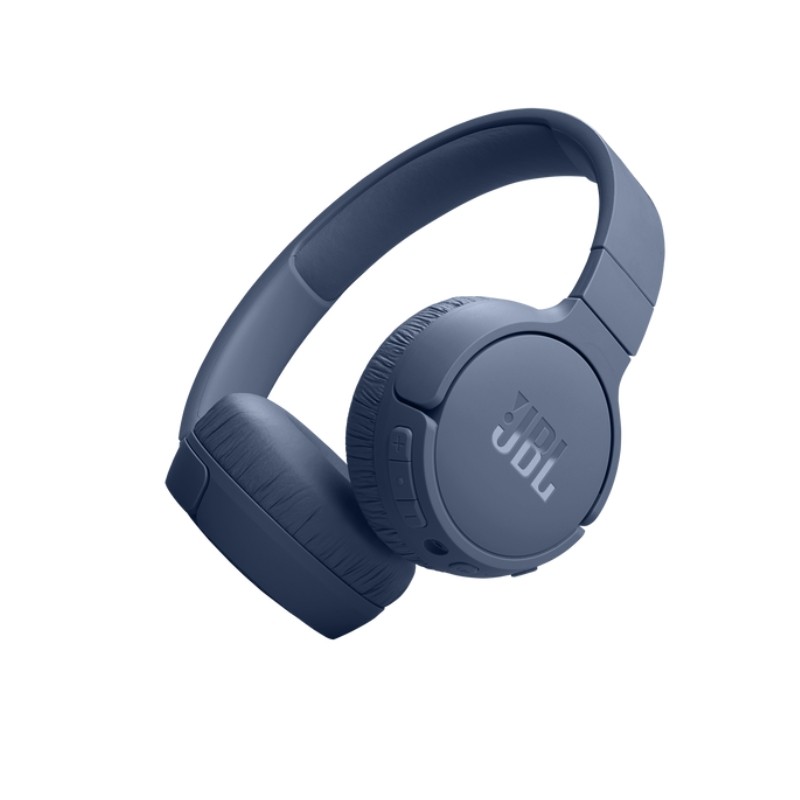 Plave JBL TUNE 670NC bežične slušalice sa mekim jastučićima za uši i podesivim trakom.