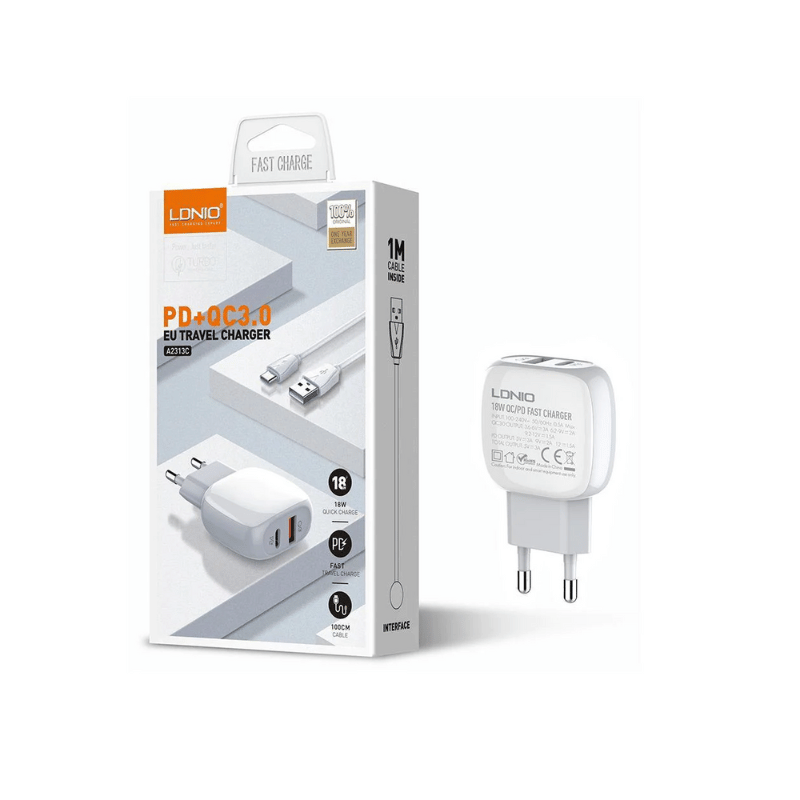 LDNIO A2313C kućni punjač sa USB-A i USB-C priključcima