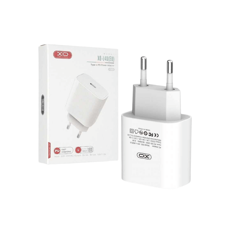 XO L40 PD 18W kućni punjač sa USB-C priključkom i iPhone kablom