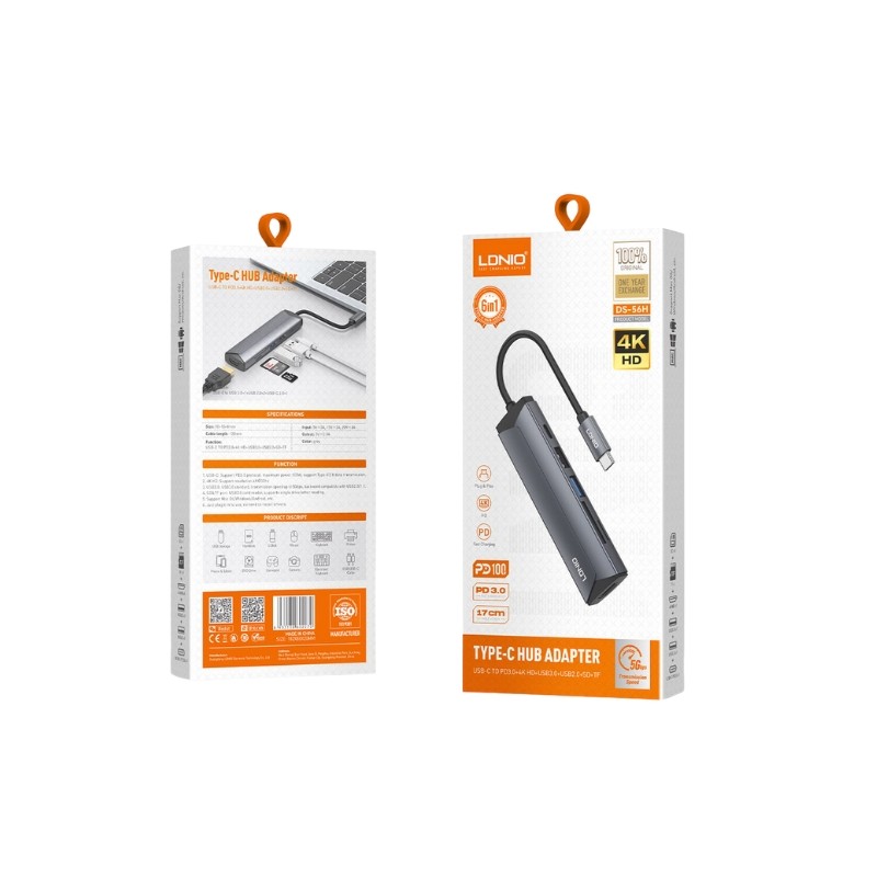 LDNIO DS-56H Hub sa Type-C, HDMI, USB 2.0 i čitačem kartica