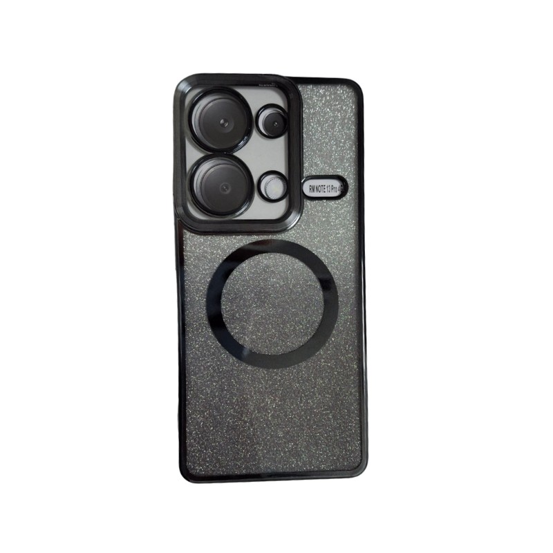 Crna MagSafe glitter maskica za Redmi 13 Pro sa magnetnim prstenom
