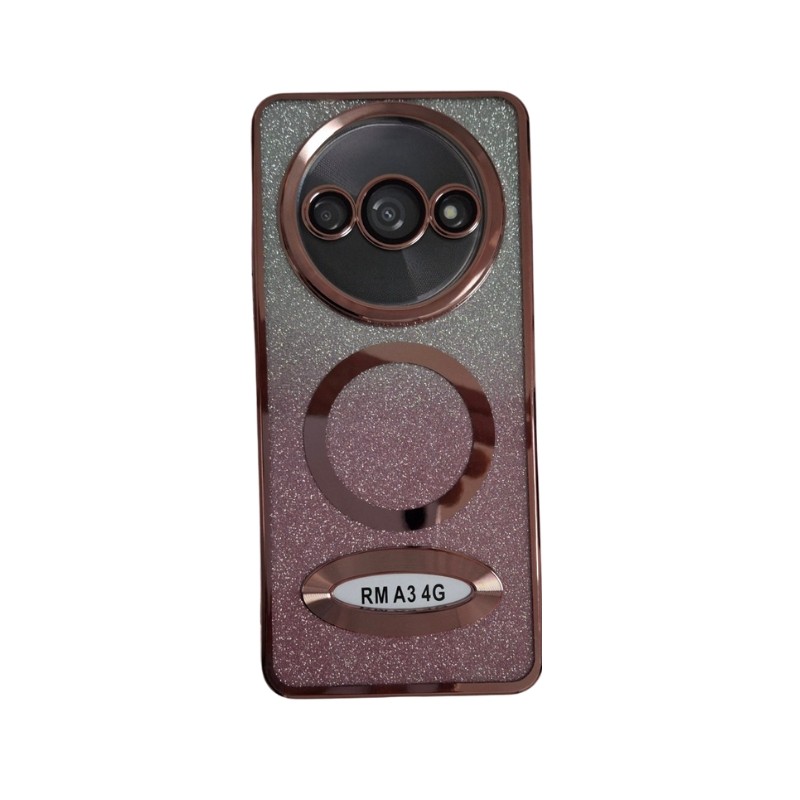 Roza MagSafe glitter maskica za Redmi A3 sa sjajnim detaljima
