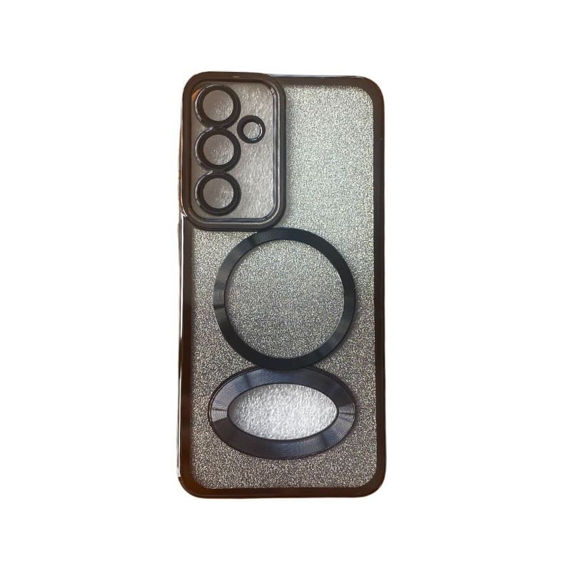 Crna MagSafe glitter maskica za Samsung A15 sa sjajnim detaljima