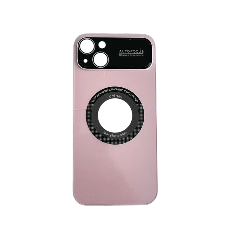 Roza MagSafe Lens maskica za iPhone 14 Plus sa prikazanim kamerama