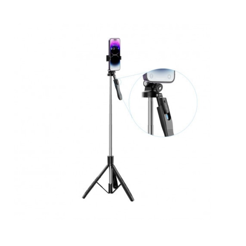 Selfie stick XO SS15 Balance Steady Shot 180cm Black sa teleskopskim sistemom i Bluetooth daljinskim upravljačem.