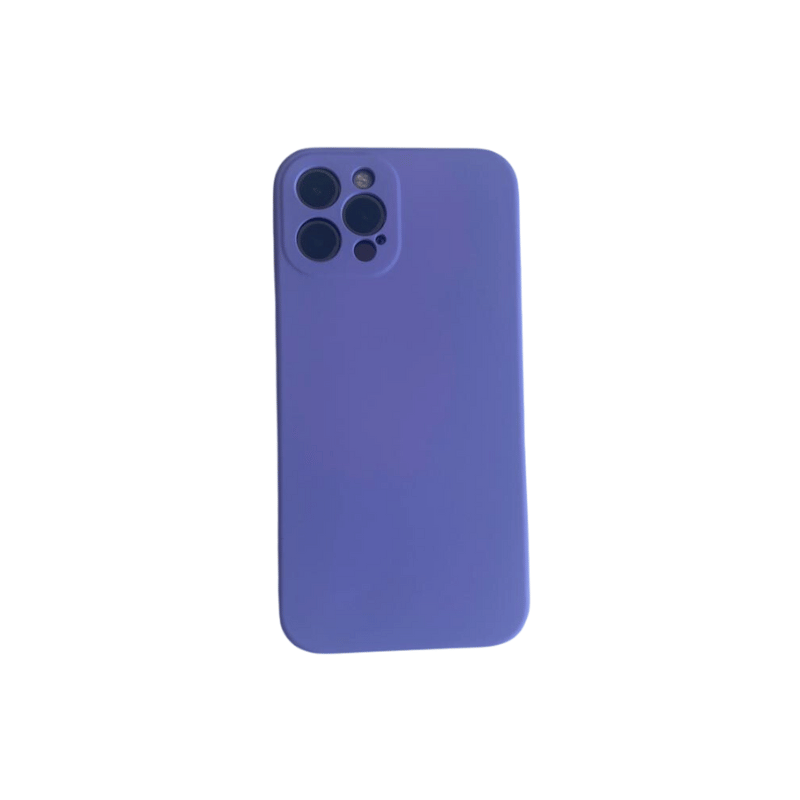 Ljubičasta silikonska maska za iPhone 12 Pro sa prikazanim dizajnom i bojom