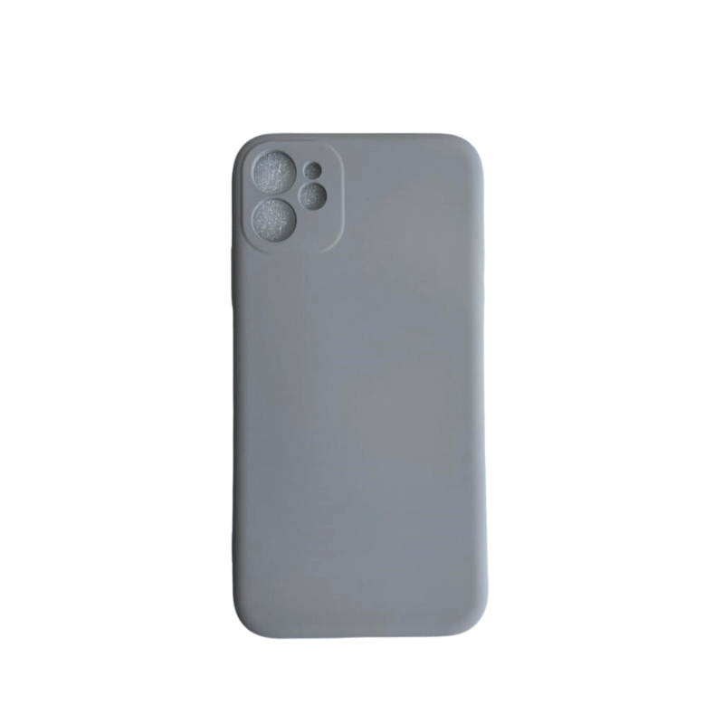 Siva silikonska maska za iPhone 12 sa prikazom prednje i zadnje strane