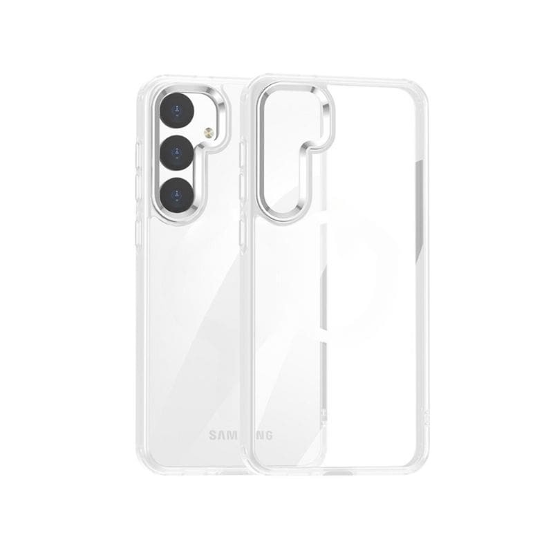 Staklena maska za Samsung S24 Ultra u srebrnoj boji sa magnetnim pričvršćivanjem.