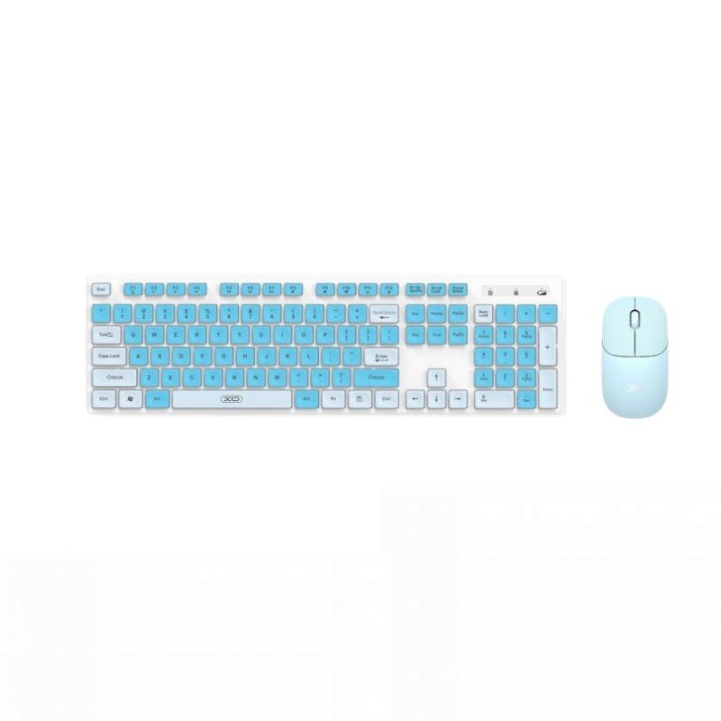 XO KB-05 wireless tastatura i plavi miš na beloj podlozi
