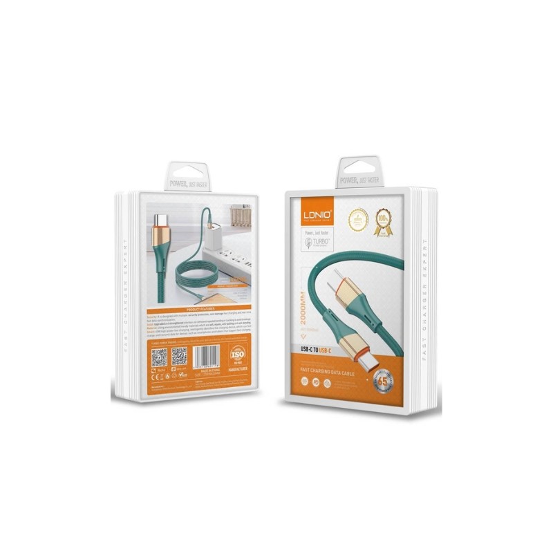 LDNIO LC632C USB Type C-C pleteni kabal crne boje, dužine 2 metra