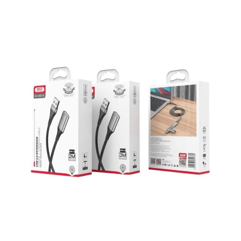 Crni USB kabal XO NB219 ekstenzija USB 2.0, dužine 1 metar