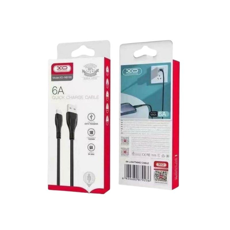 XO NB185 USB kabal za iPhone, dužine 1 metar, crne boje