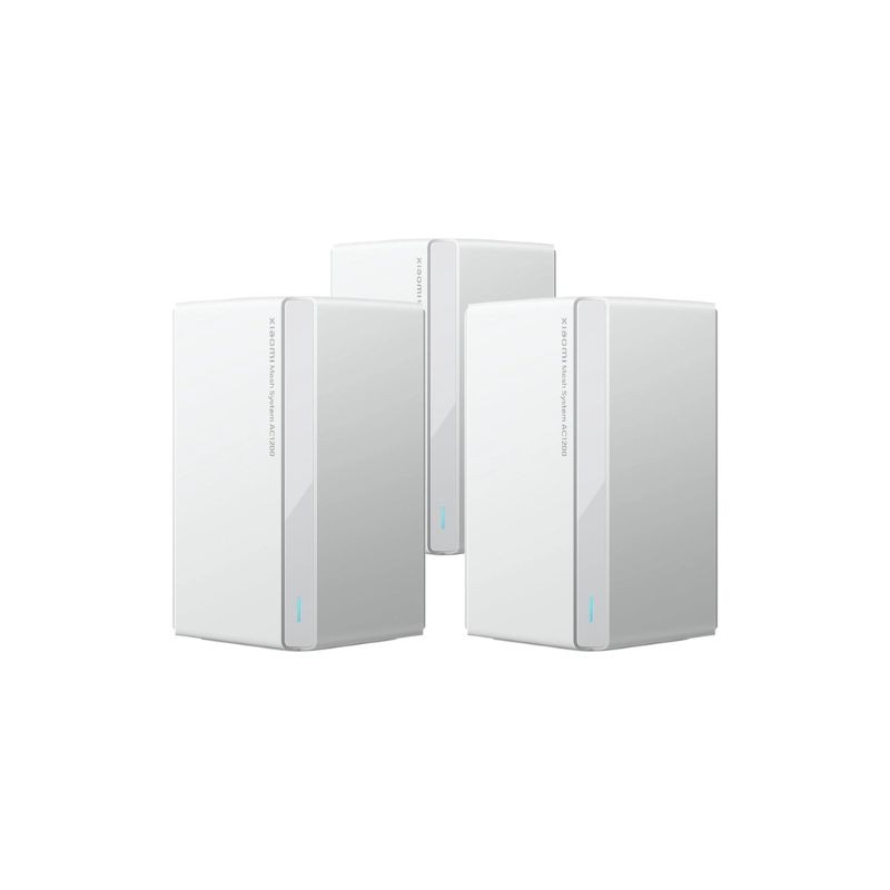 Xiaomi Mesh AC1200 sistem sa tri uredjaja u pakovanju, bele boje, sa EU uticnicama