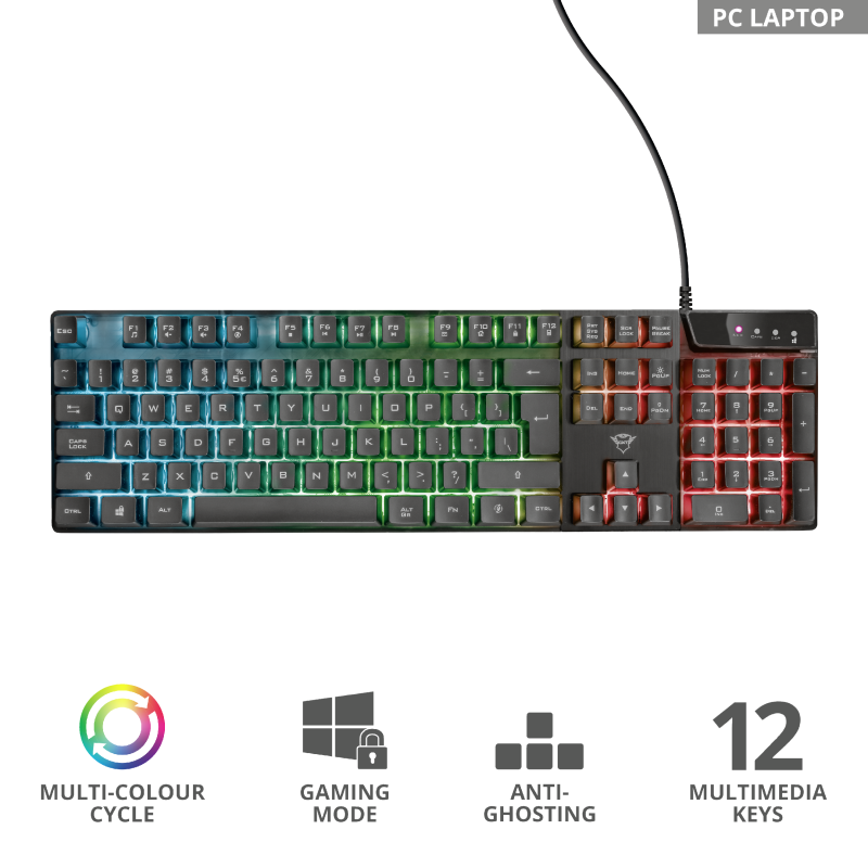Trust GXT 835 crna gaming tastatura sa RGB osvjetljenjem