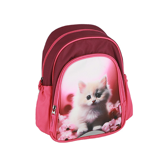 TTS Ruksak UNO KITTY 25 - ružičasti dječiji ruksak sa slikom mačke i refleksnim trakama