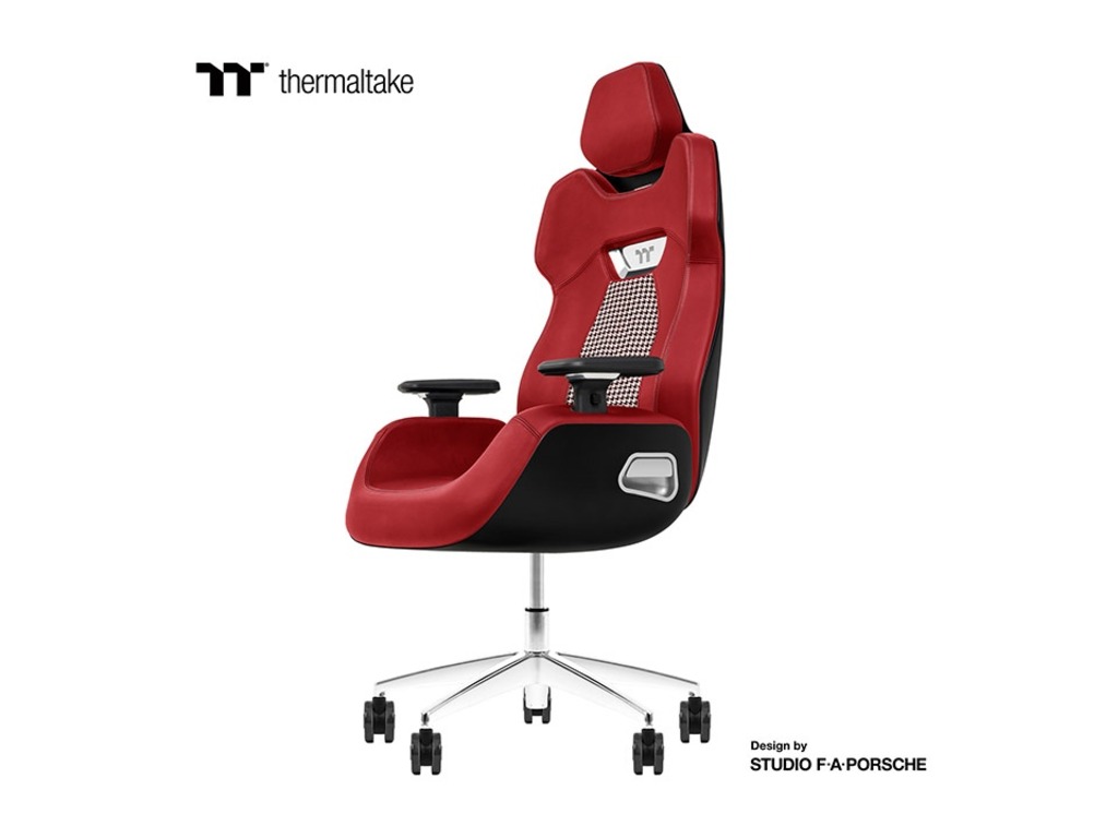 Crna gejmerska stolica Thermaltake ARGENT E700 sa houndstooth tkaninom i ergonomskim osloncem
