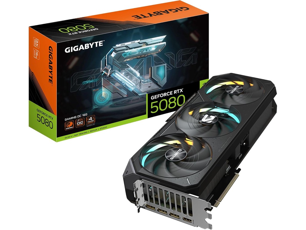 Gigabyte GeForce RTX 5080 Gaming OC grafička kartica sa RGB osvetljenjem i troventilatorskim hlađenjem