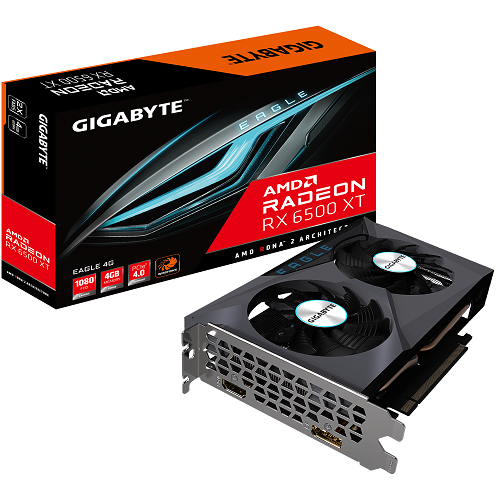 Gigabyte RX 6500 XT Eagle grafička kartica sa crnim hladnjakom i LED osvetljenjem