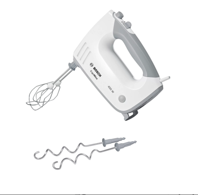 BOSCH ručni mikser MFQ36400S, bijele boje, sa ergonomskom drškom i metalnim nastavcima
