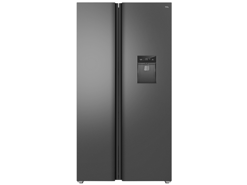 TCL Side by Side frižider 631L, mat siva boja, sa dispenzerom za vodu i eksternim displejem