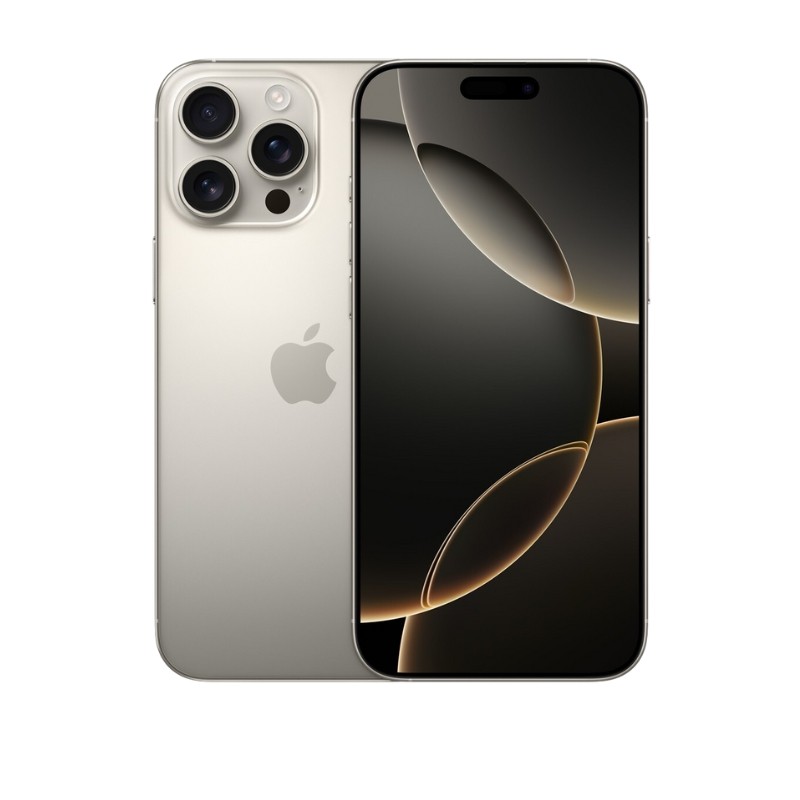 Apple iPhone 16 Pro Max 256GB u prirodnom titanijumu sa prikazanim ekranom i trostrukom kamerom