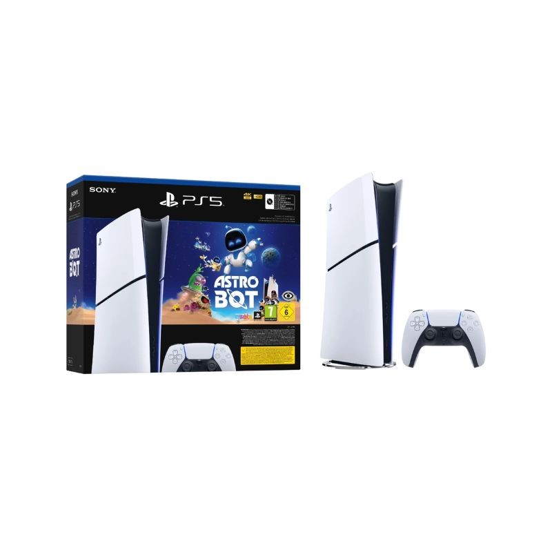 PlayStation 5 Slim D chassis konzola sa Astro Bot igrom i DualSense kontrolerom