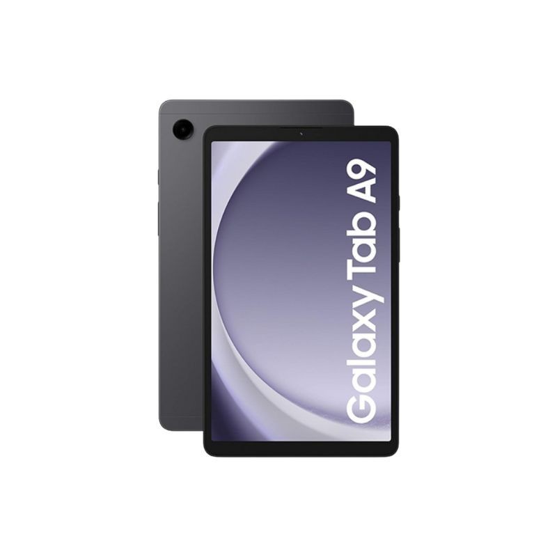 Samsung Galaxy Tab A9 8.7 LTE tablet u graphite boji sa prikazanim ekranom i dizajnom