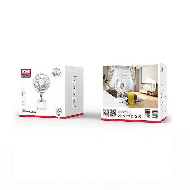 XO MF73 podesivi ventilator u radnoj poziciji sa modernim dizajnom
