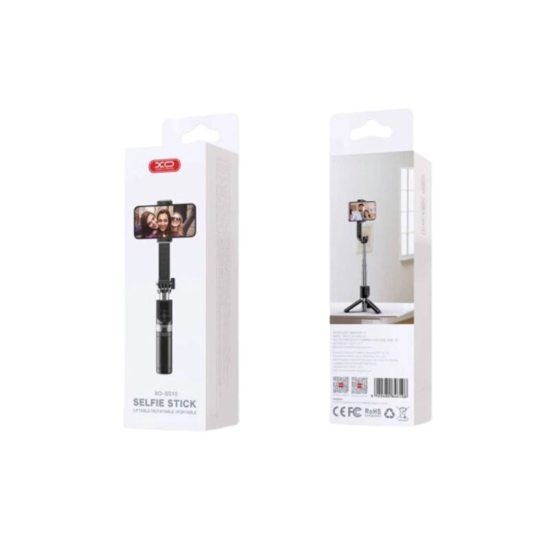 Crni selfie stick i mini tripod XO SS10 sa podešavivom visinom