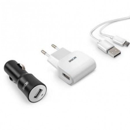 ACME CH13 univerzalni 3in1 punjač sa auto i zidnim adapterom u crnoj i beloj boji