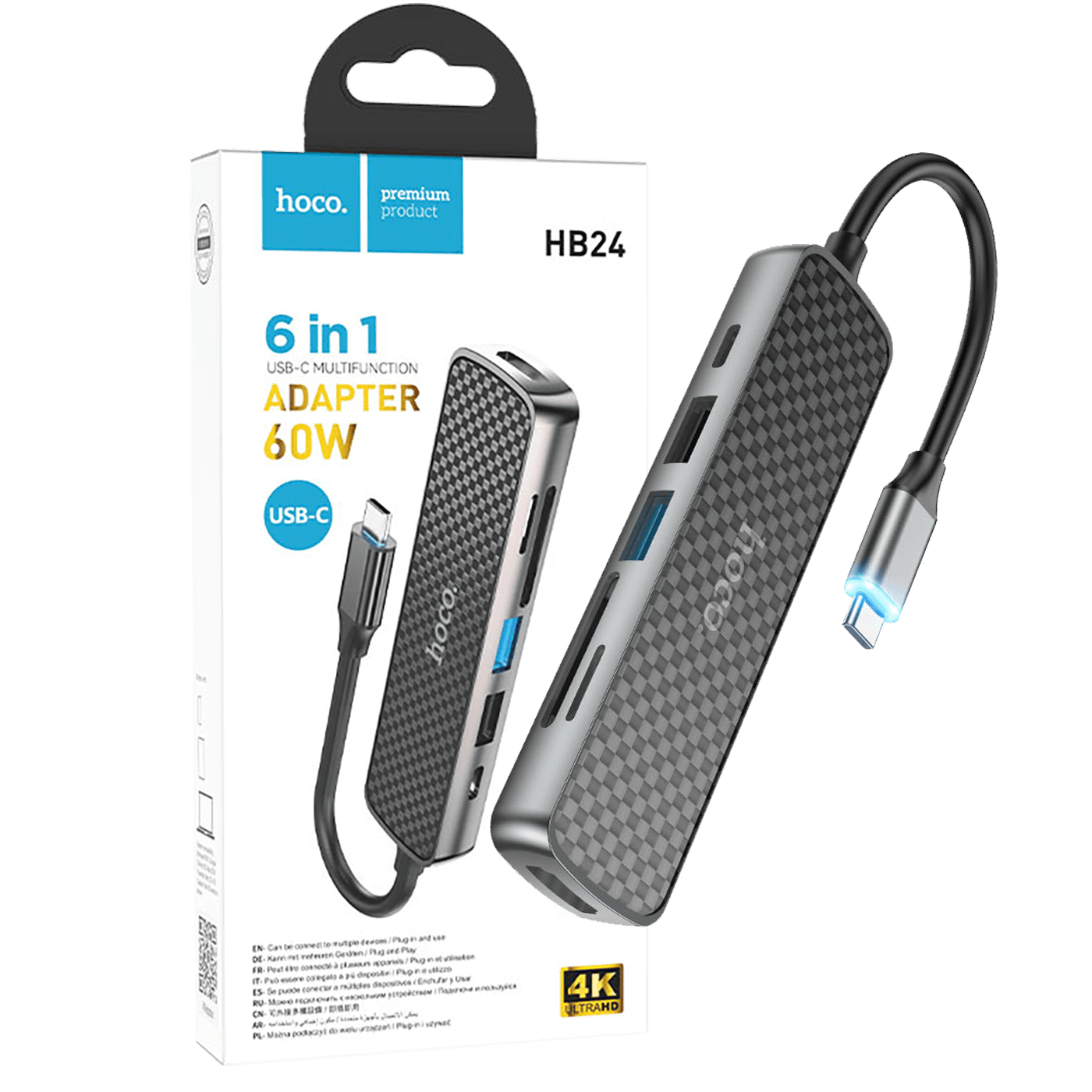 HOCO USB Hub Type-C konverter sa HDMI, USB 3.0, SD/TF i PD ulazima