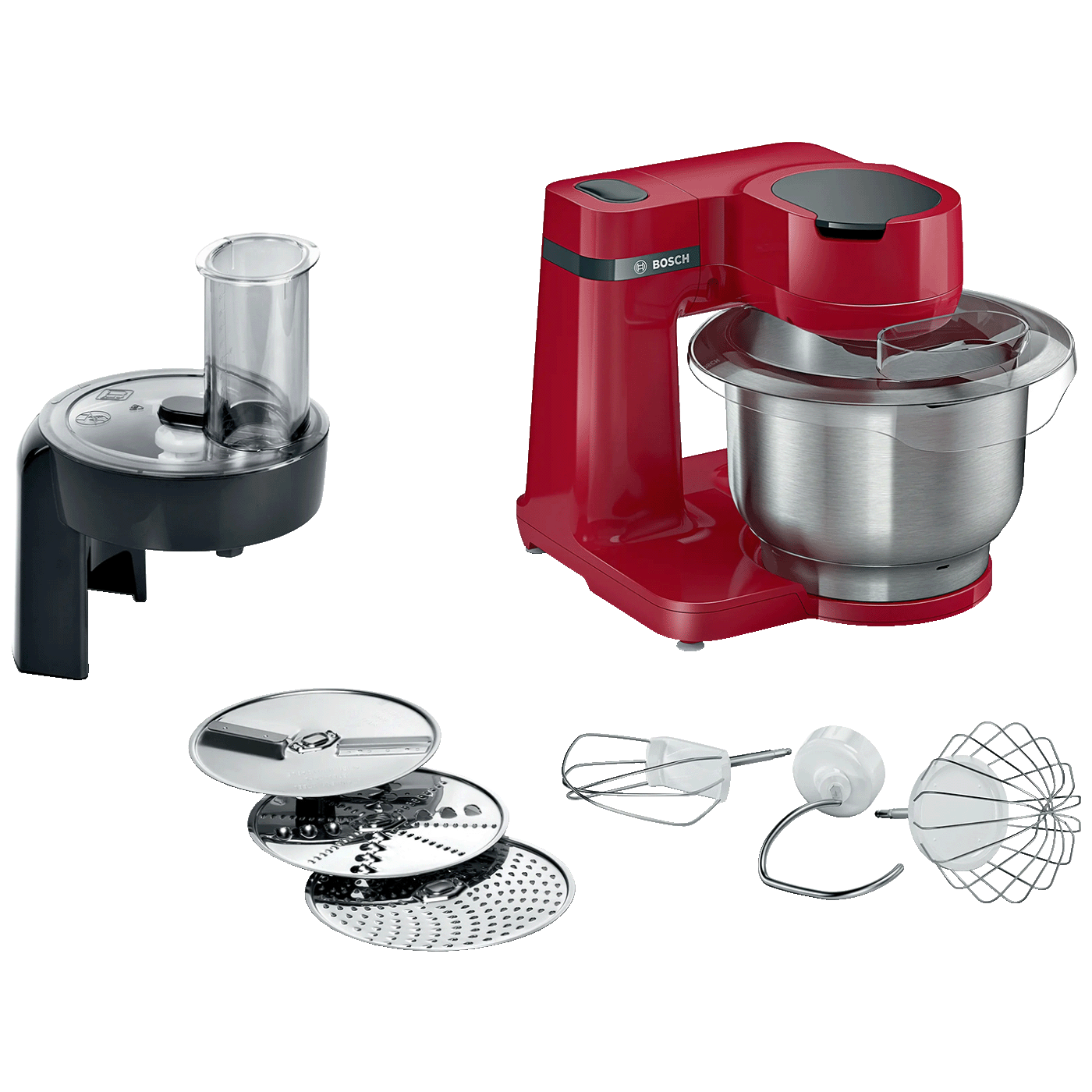 Bosch kuhinjski robot MUMS2ER01, crveni inox dizajn sa posudom od 3.9L