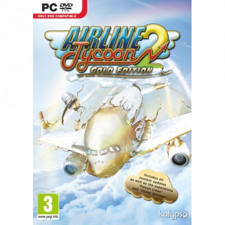 Omot igre Airline Tycoon 2 Gold za PC sa prikazom aviona i logotipa igre