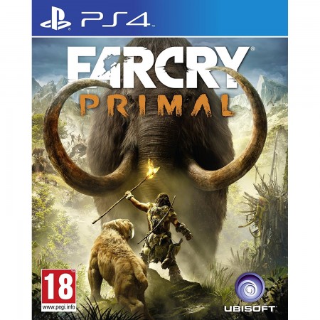 Far Cry Primal PS4 naslovna slika sa praistorijskim likom i divljim pejzažom