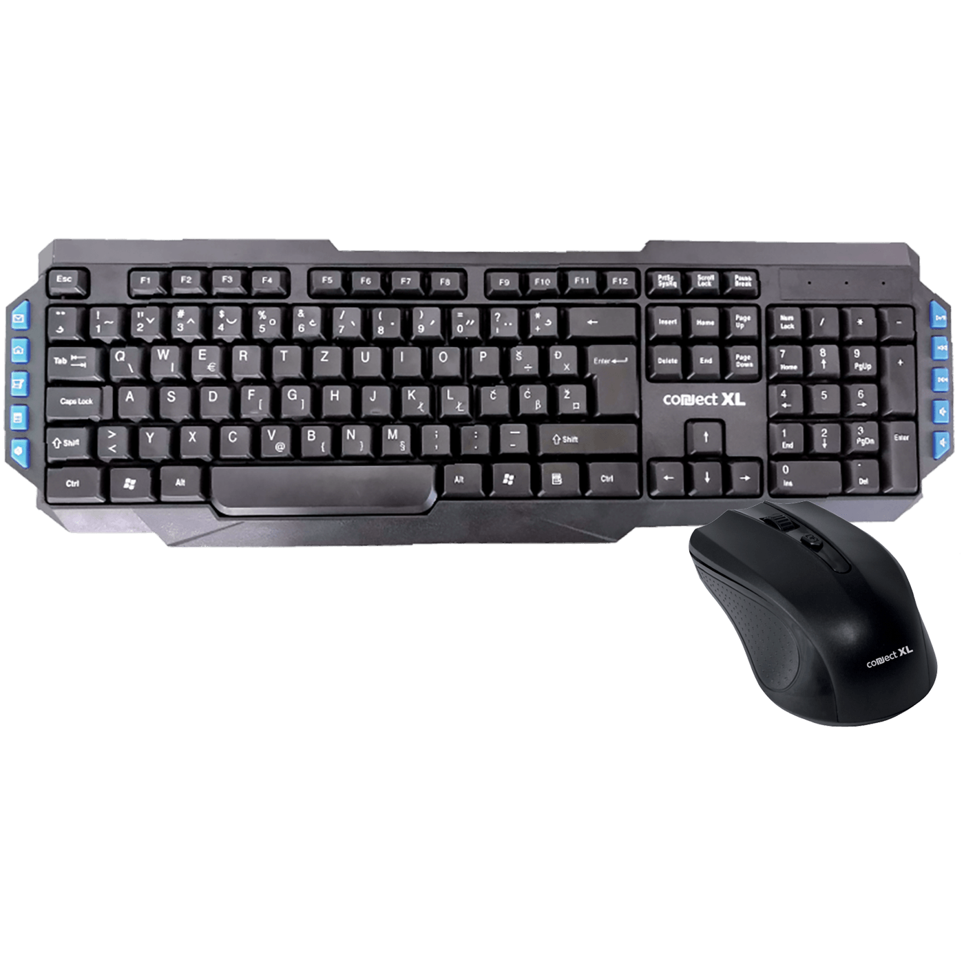 Bežična tastatura i miš Connect XL, crne boje, sa USB priključkom i numeričkom tastaturom