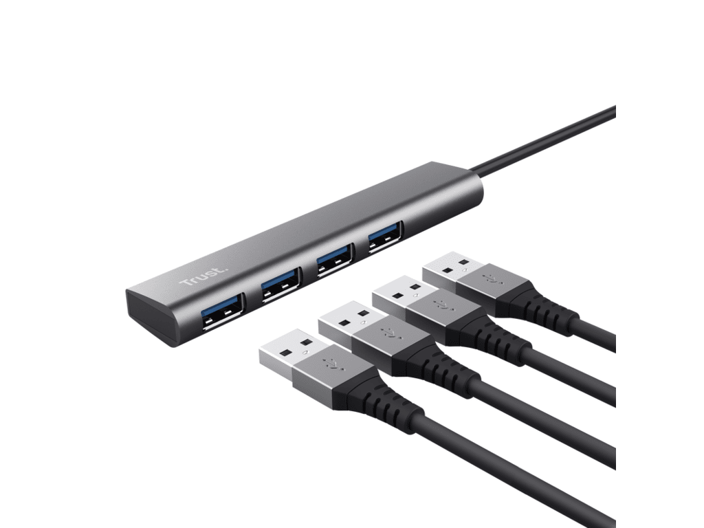 Trust Halyx 4-Port USB Hub - crni kompaktni USB čvor sa 4 porta