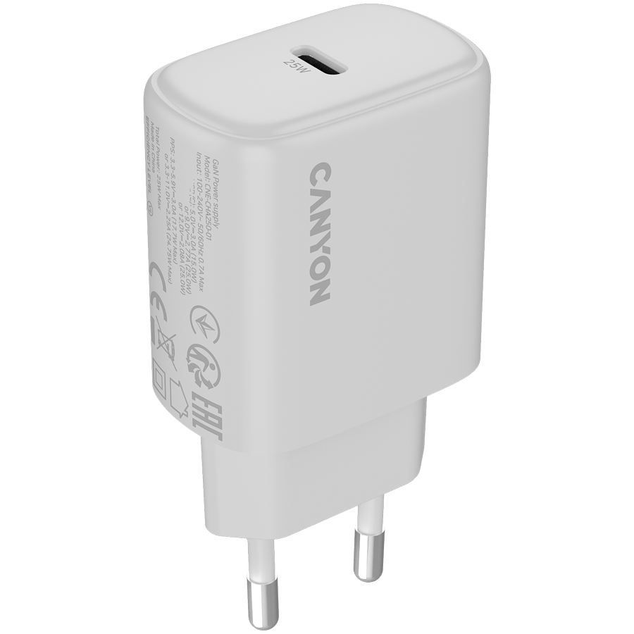 CANYON OnCharge 250 25W PD beli punjač sa USB-C priključkom