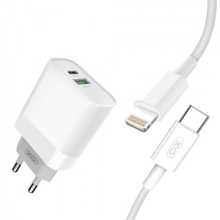 XO L64 QC3.0+PD brzi punjač sa Lightning kablom za iPhone i druge telefone