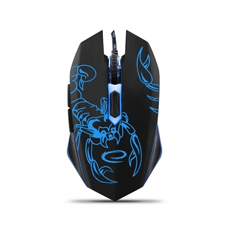 Esperanza Gaming Miš EGM203B Scorpio sa crvenom osvetljenom scroll dugmetom i ergonomskim dizajnom.